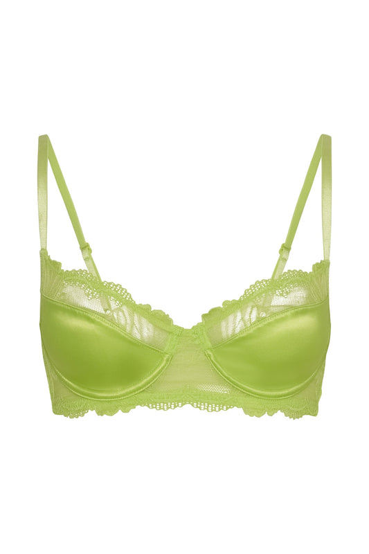 Posie Satin Lace Demi Bra - Lime Green