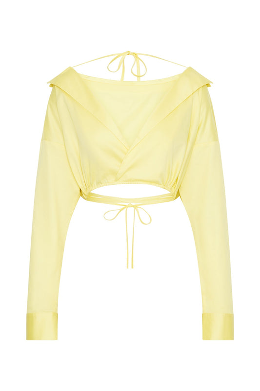 Freya Off Shoulder Long Sleeve Shirt - Lemon