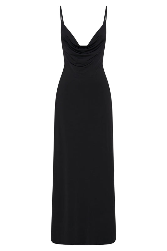 Darcy Cowl Maxi Dress With Low Back - Black