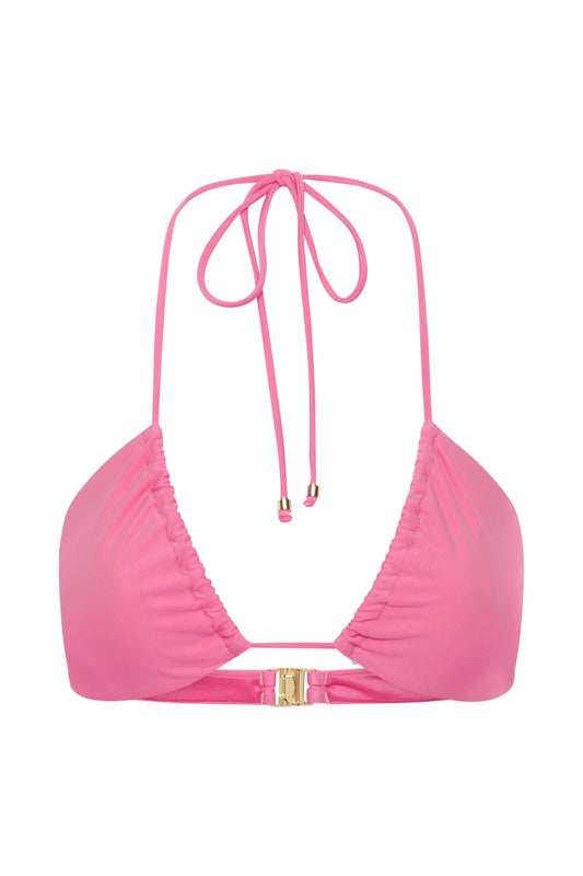 Willow Recycled Nylon Ruched Drawstring Bikini Top - Pink