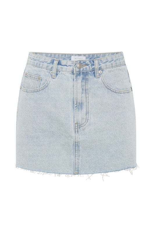 Lennon Mid Rise Denim Mini Skirt - Light Blue