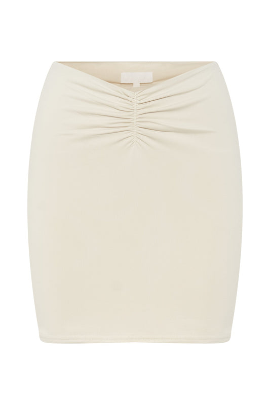 Kara Ruched Front Mini Skirt - Cream