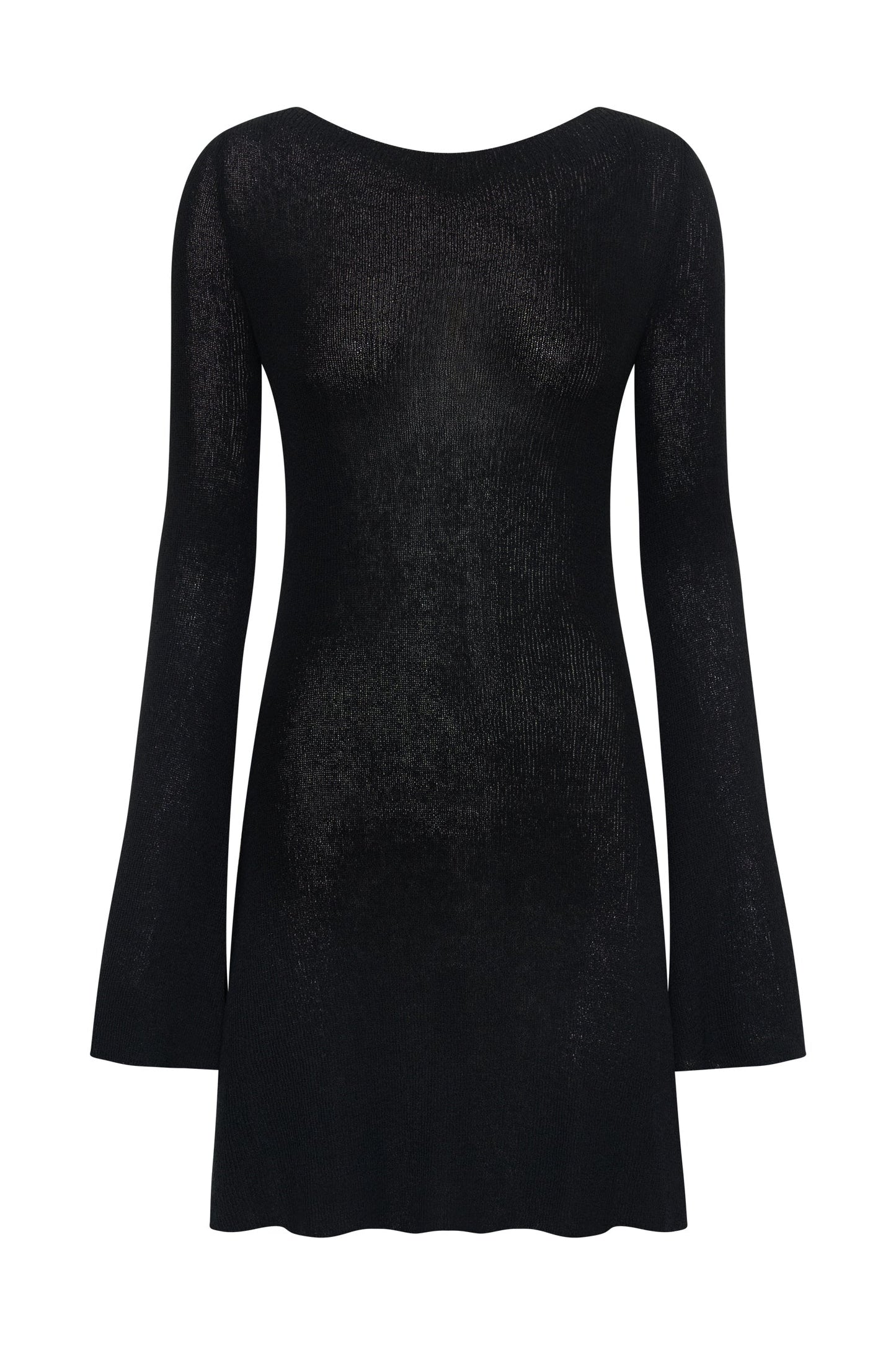 Zahra Long Sleeve Open Back Mini Knit Dress - Black