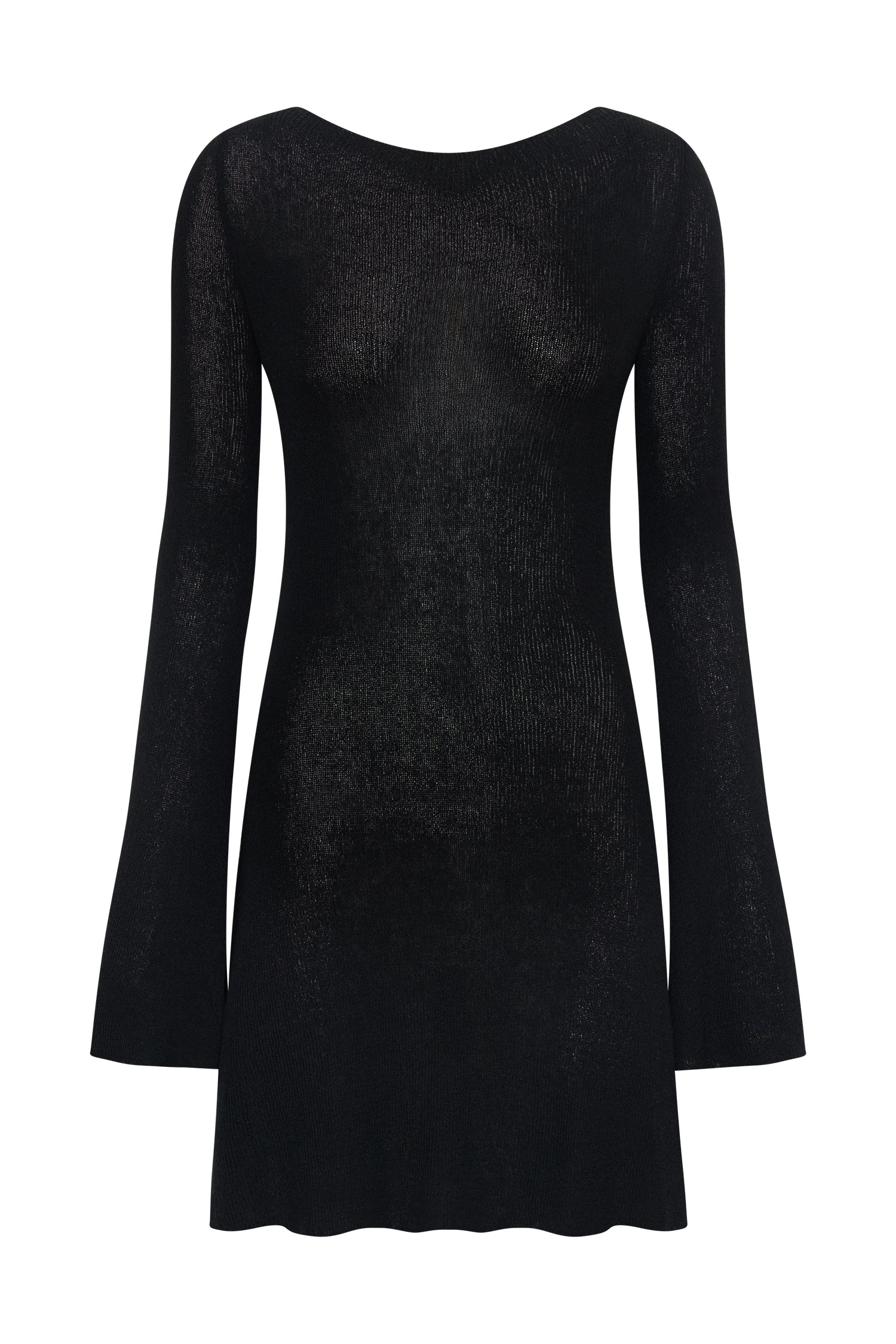 Zahra Long Sleeve Open Back Mini Knit Dress - Black #8