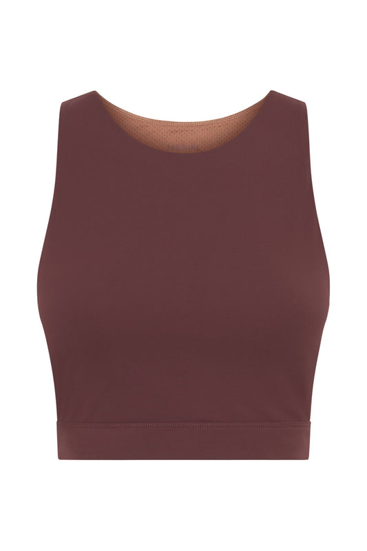 Lori Two Tone Racer Crop Top - Mahogany/Tan