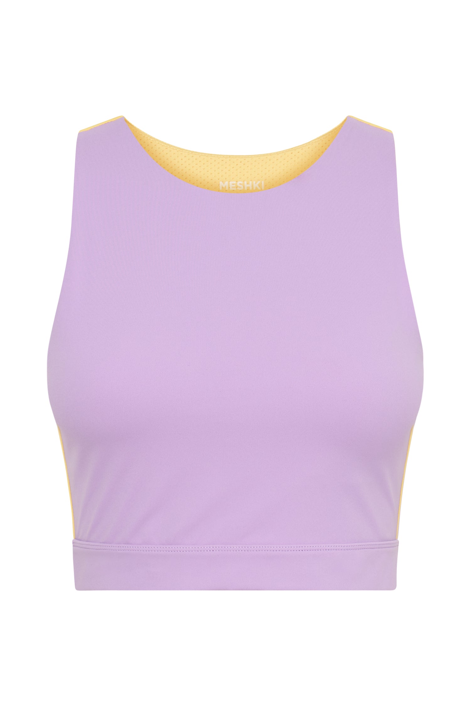Lori Two Tone Racer Crop Top - Lilac/Yellow #10