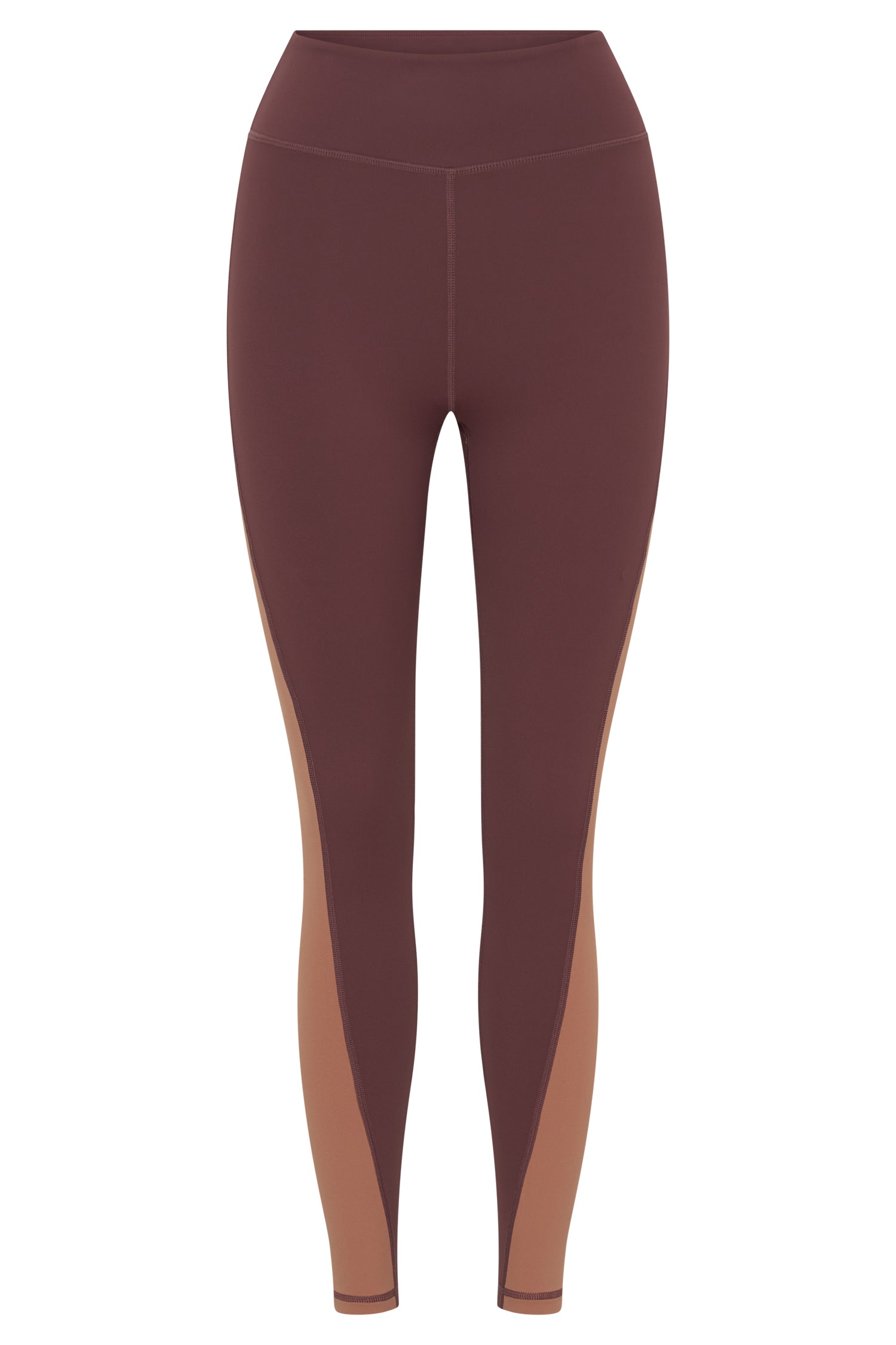 Libby Two Tone Panel Leggings - Mahogany/Tan #12
