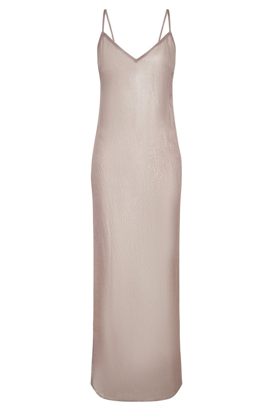 Phoebe Sheer Iridescent Maxi Dress - Taupe