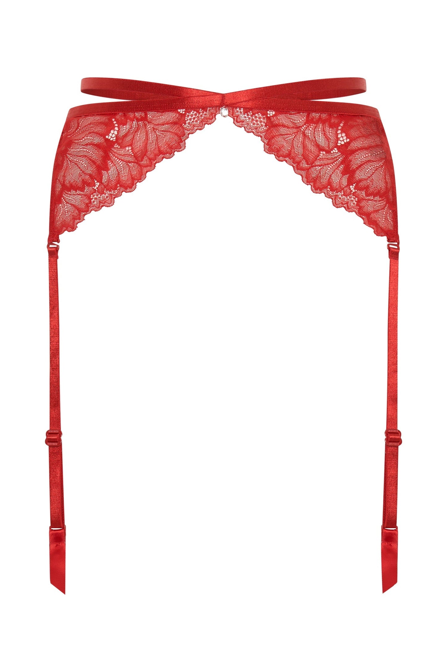 Isadora Lace Crossover Suspenders - Red