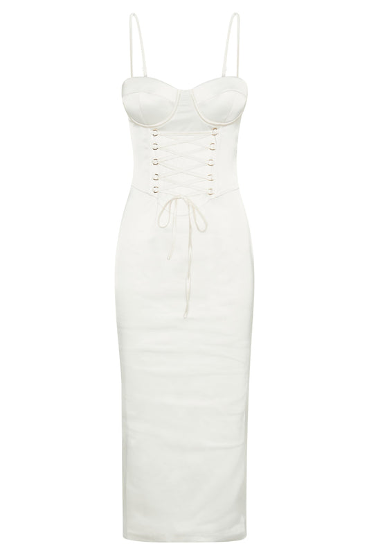 Camelia Corset Midi Dress - Ivory