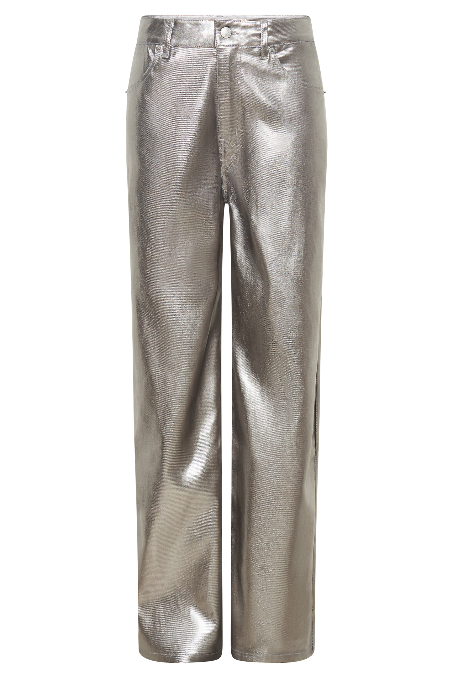 Minnie Metallic Straight Jean - Silver