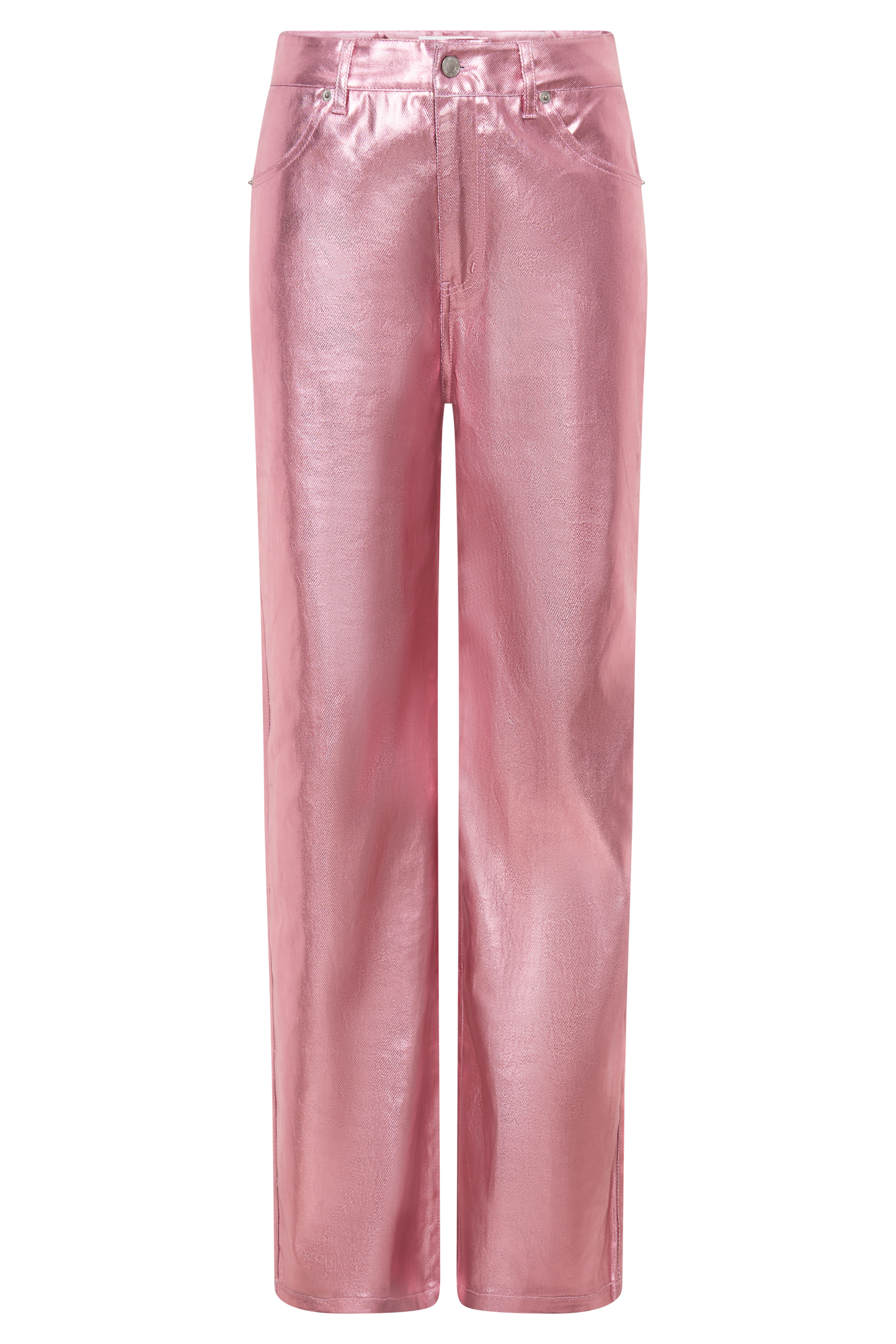 Minnie Metallic Straight Jean - Metallic Pink