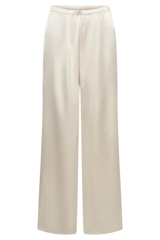 Marciela Satin Straight Leg Pant - Ivory