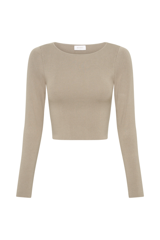 Haisley Long Sleeve Knit Top - Taupe