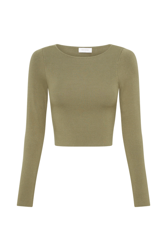 Haisley Long Sleeve Knit Top - Olive