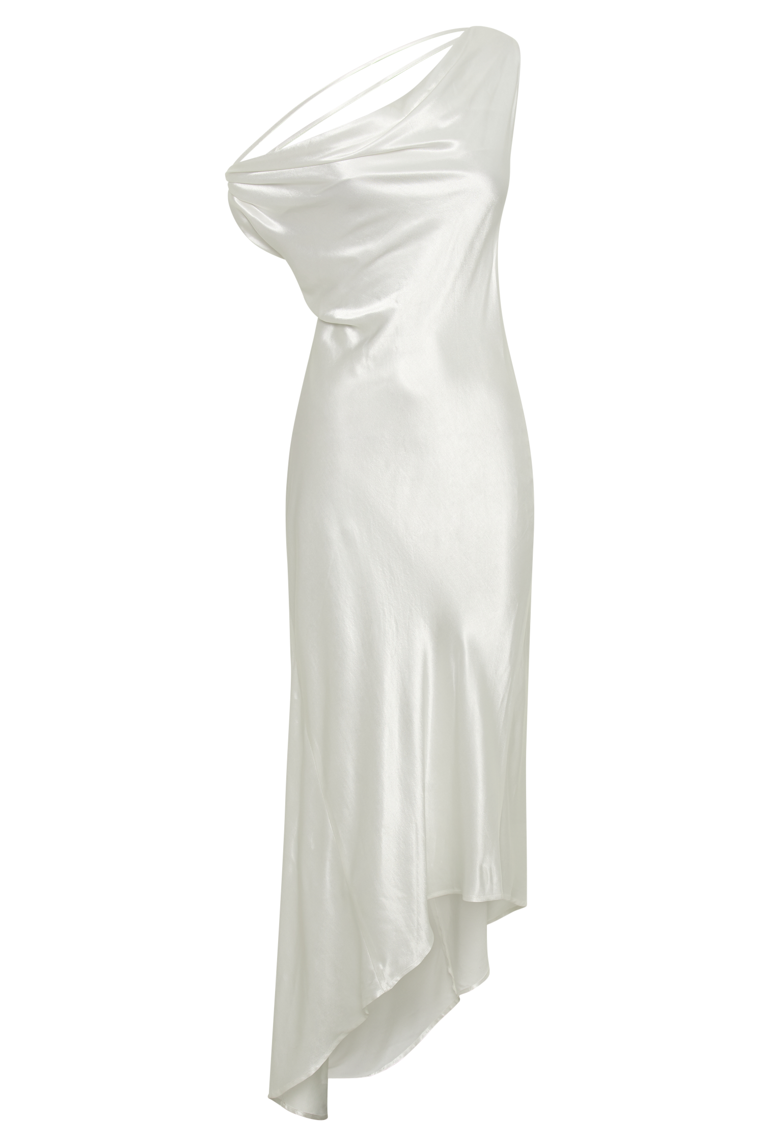 Yvette Slip Maxi Dress With Asymmetrical Hem - White #6