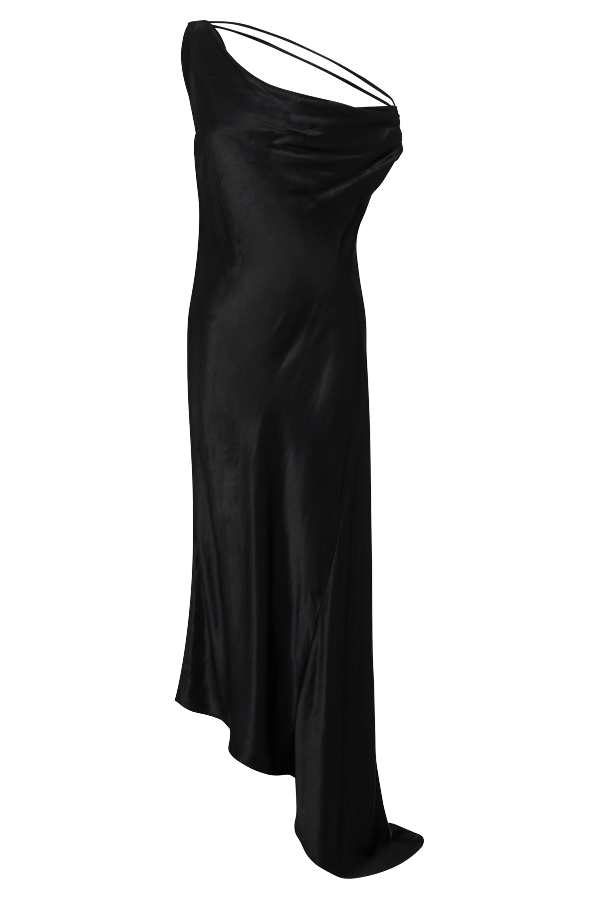 Yvette Slip Maxi Dress With Asymmetrical Hem - Black #7