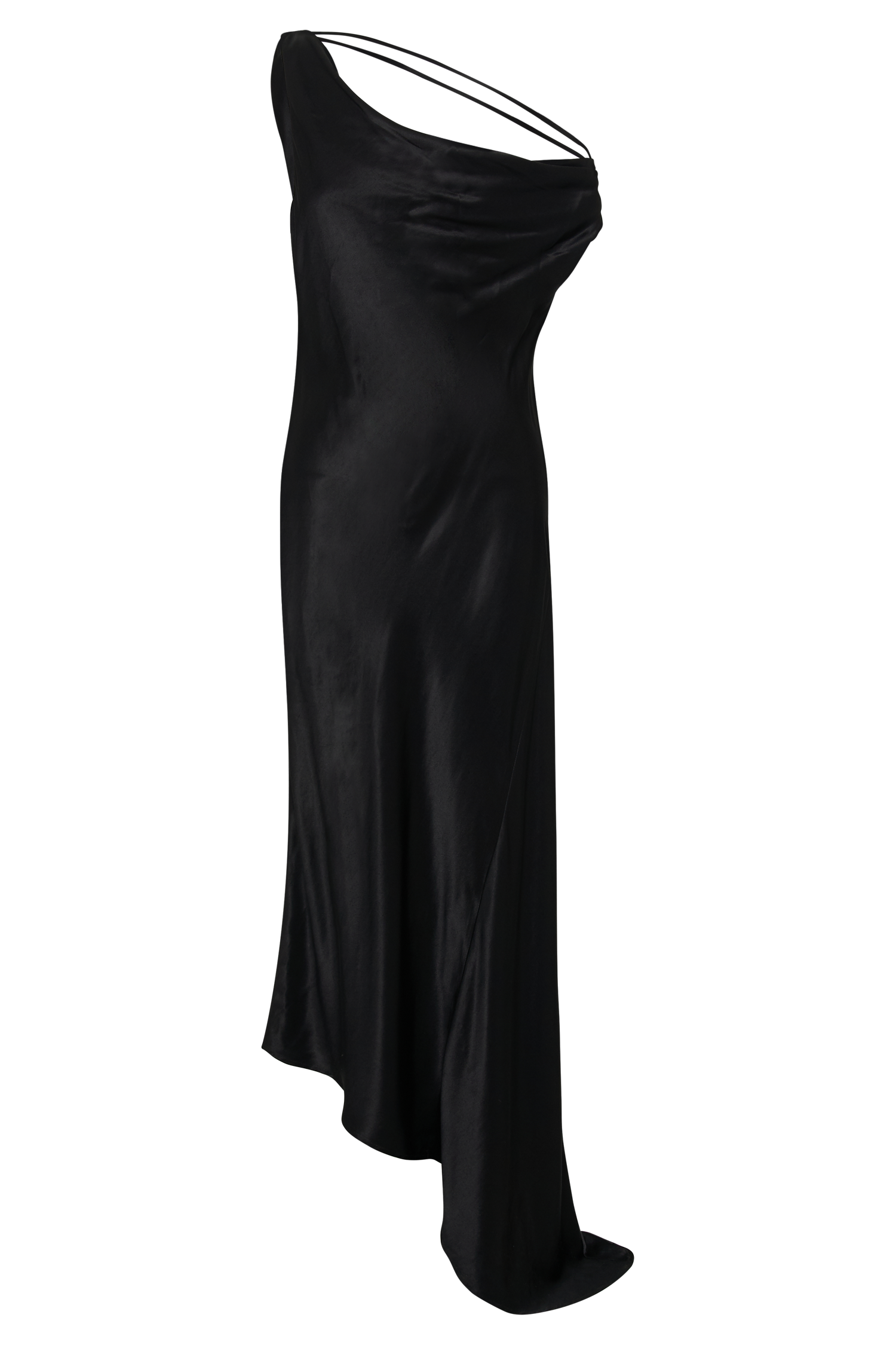 Yvette Slip Maxi Dress With Asymmetrical Hem - Black #7
