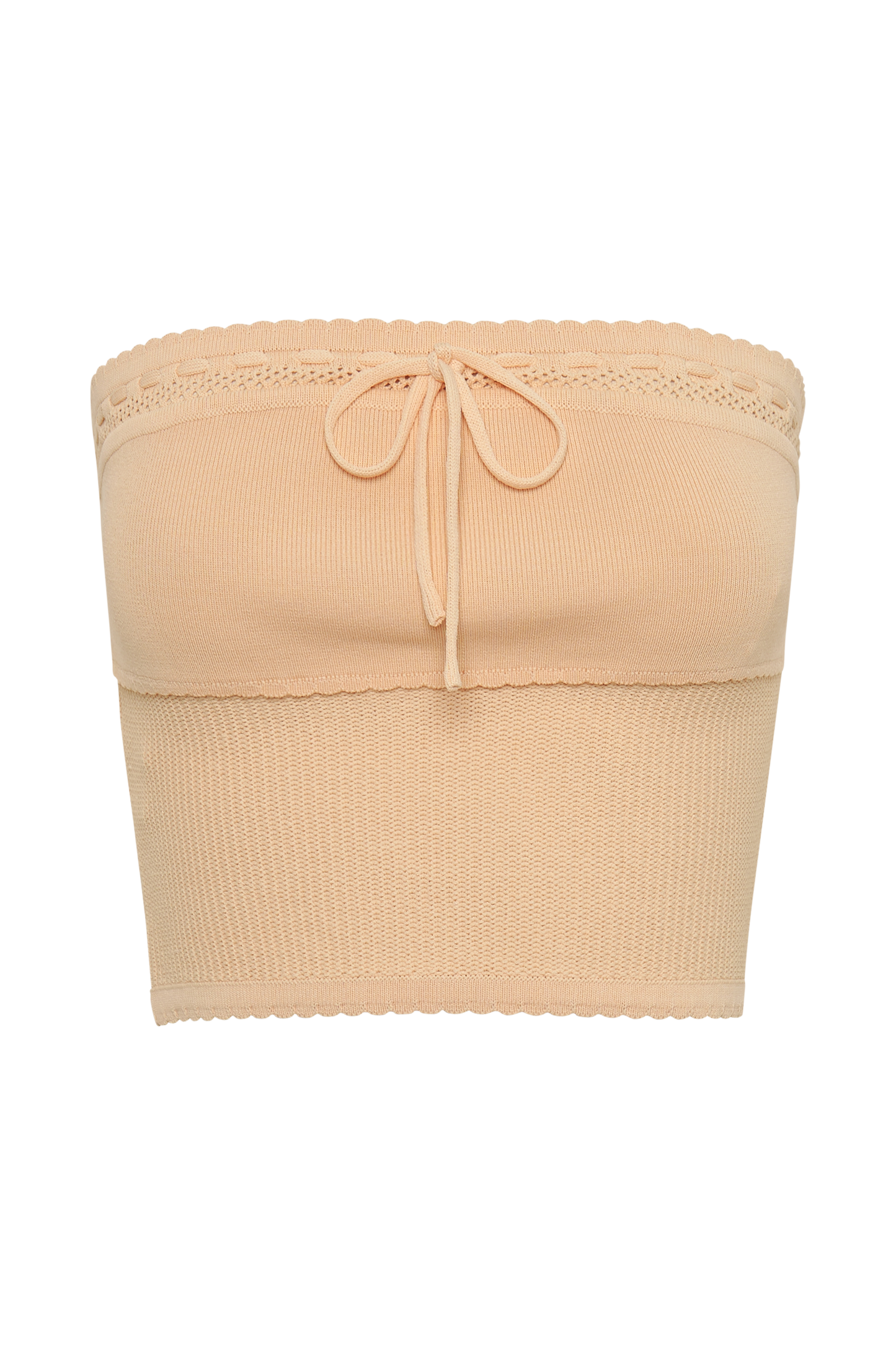 Kyra Waffle Knit Tube Top - Apricot