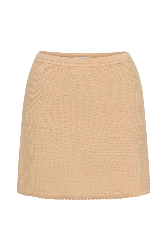 Kyra Waffle Mini Skirt - Apricot