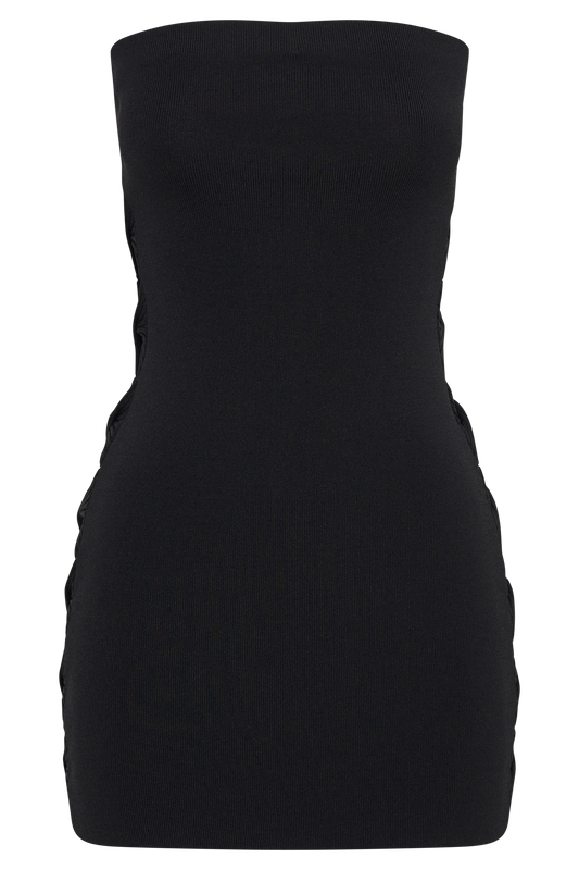 Maisy Strapless Knit Twist Mini Dress - Black