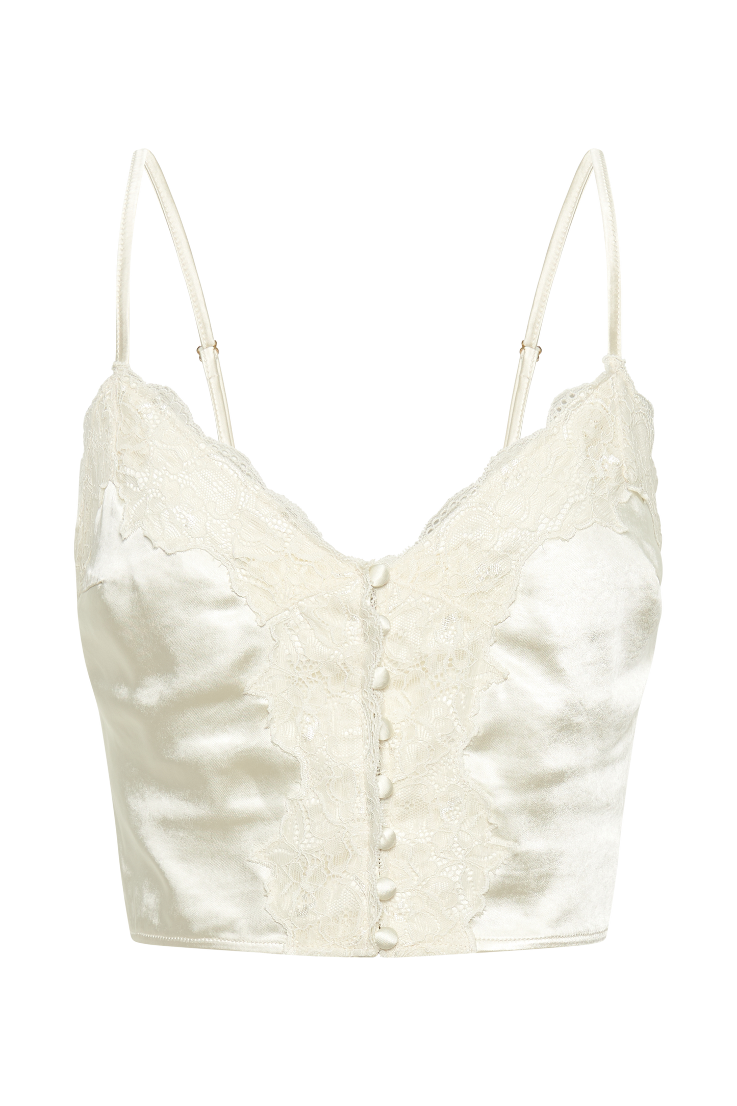 Bailey Lace Satin Cami Top - Ivory