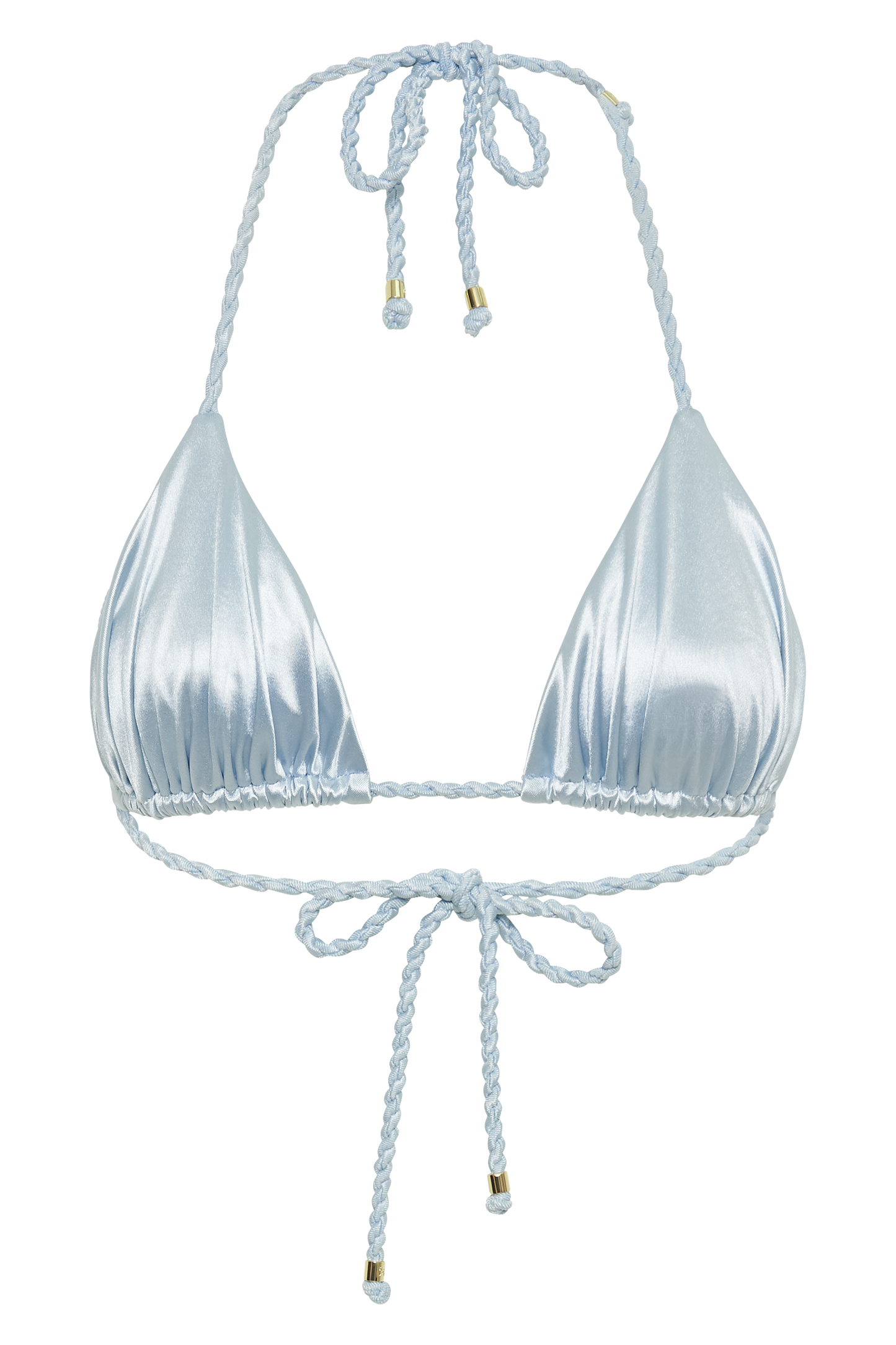 Sachi Triangle Bikini Top With Braided Ties - Arctic Blue