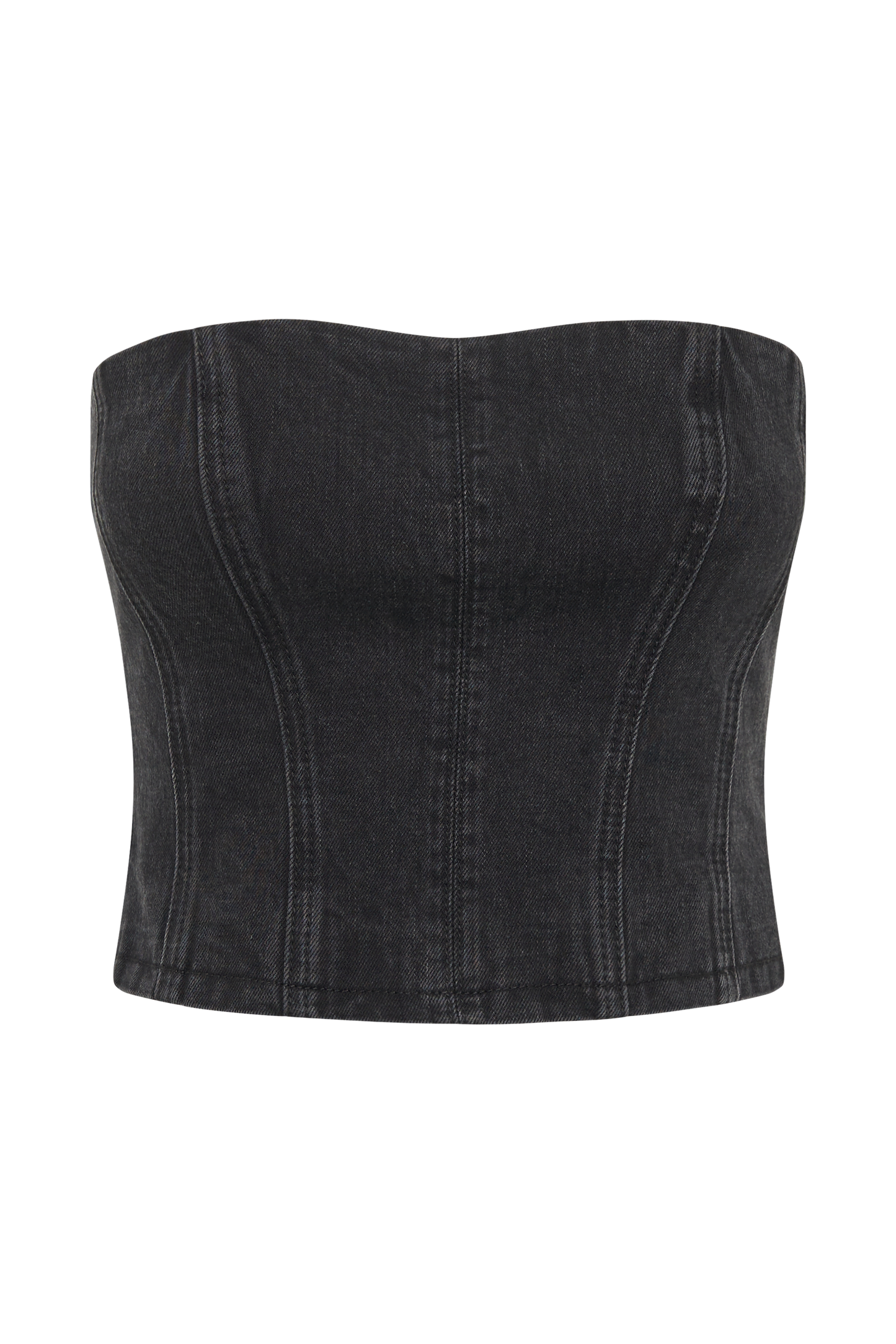 Jordana Denim Tube Top - Washed Black