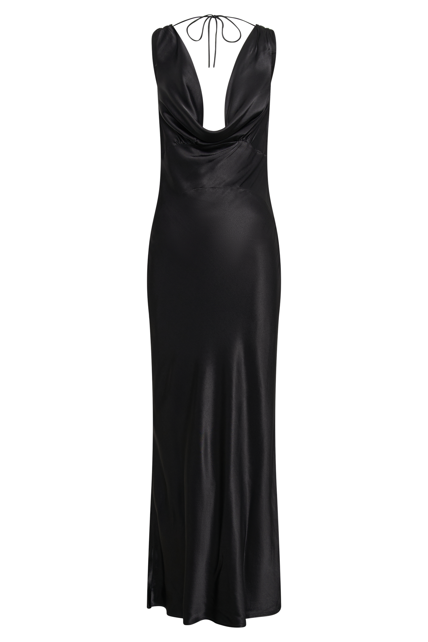 Angelique Satin Cowl Back Maxi Dress - Black