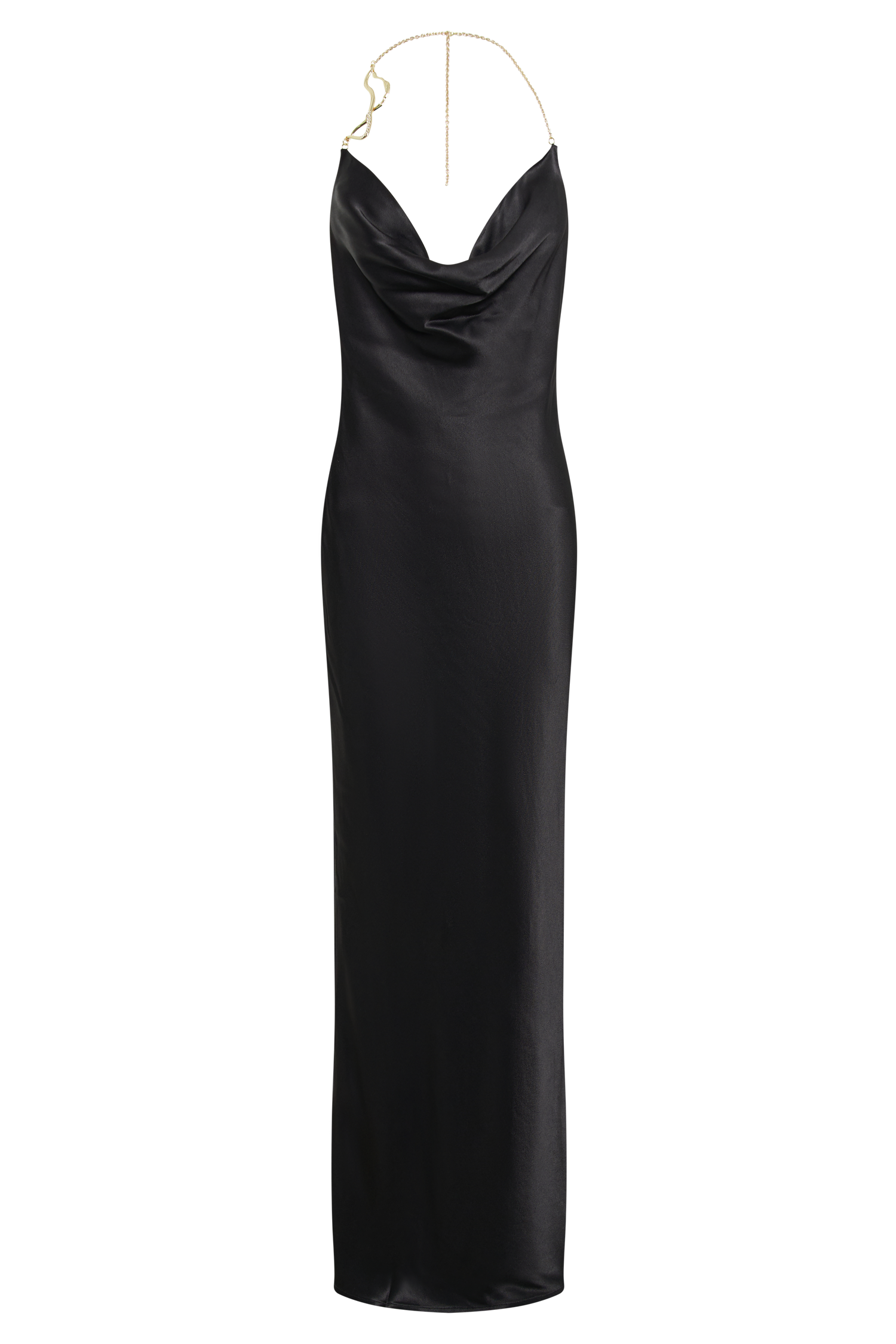 Melissa Satin Cowl Front Maxi Dress - Black #11