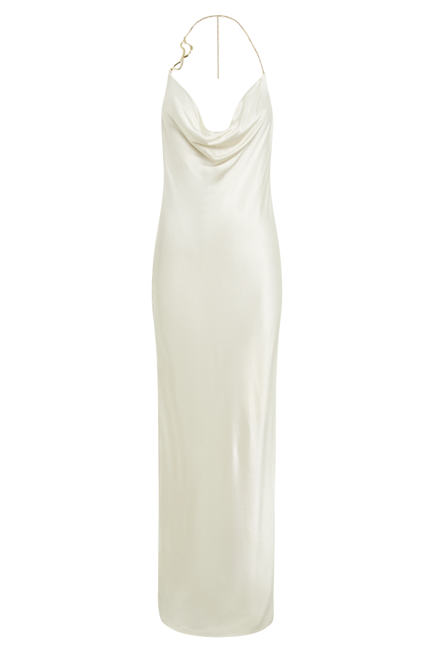 Melissa Satin Cowl Front Maxi Dress - Ivory