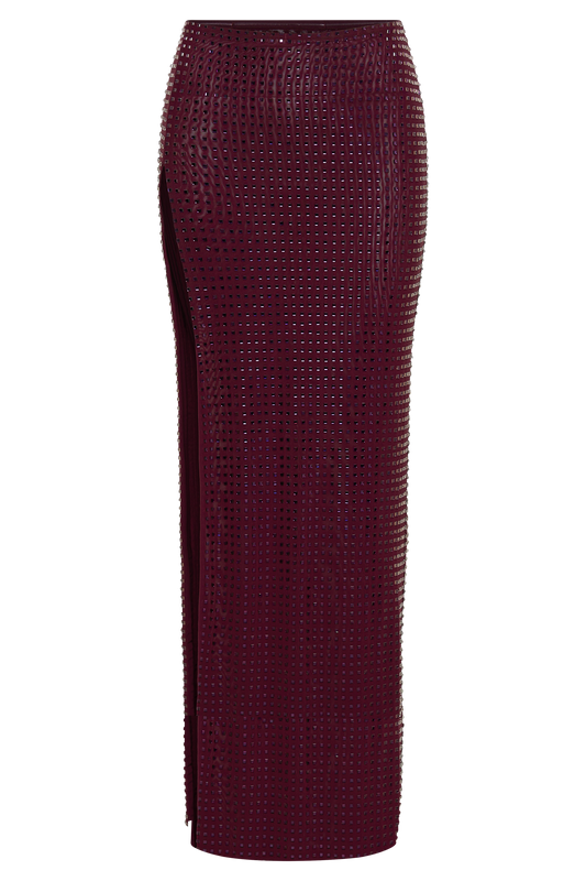 Ellery Square Diamante Maxi Skirt - Berry