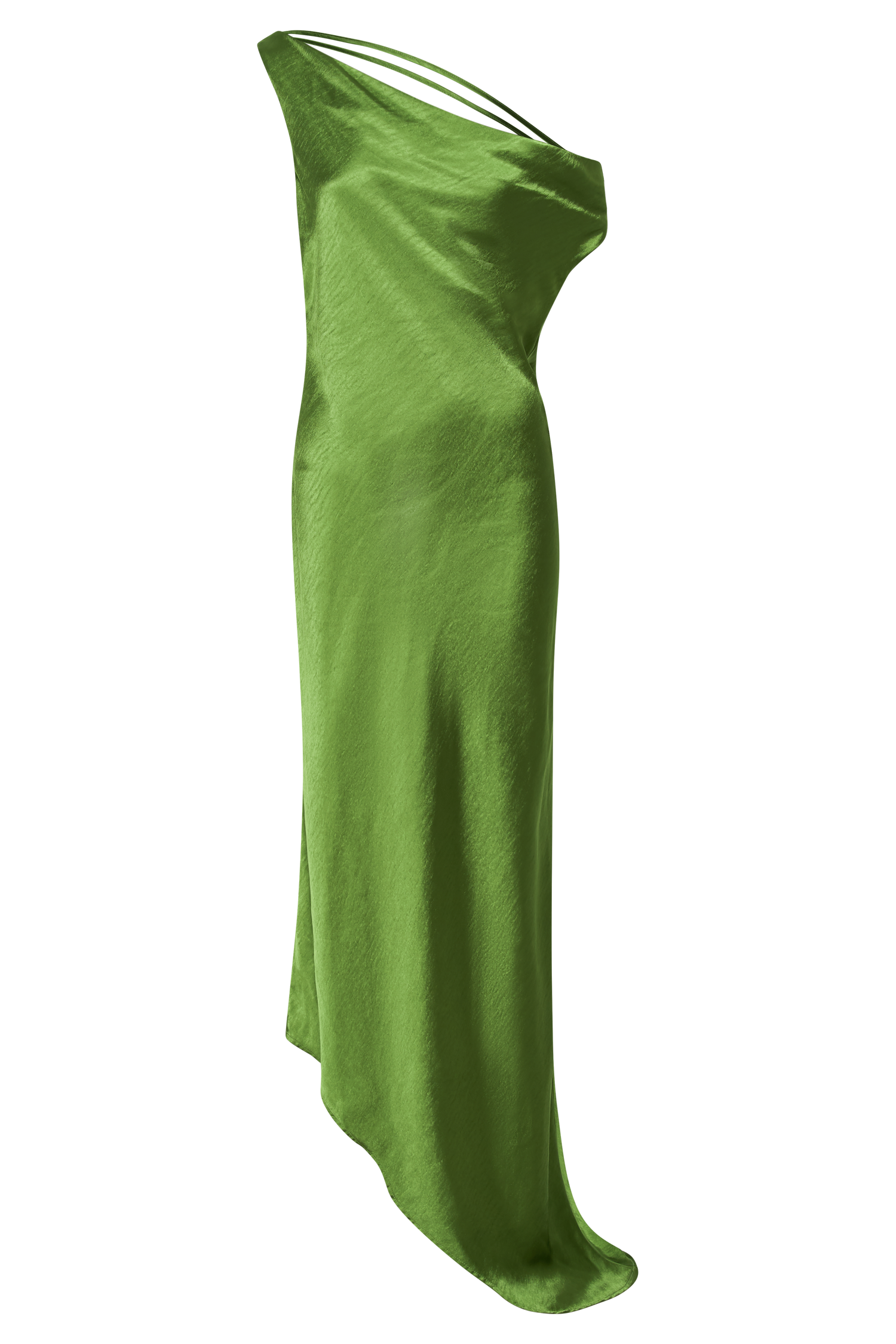 Yvette Slip Maxi Dress With Asymmetrical Hem - Emerald #9