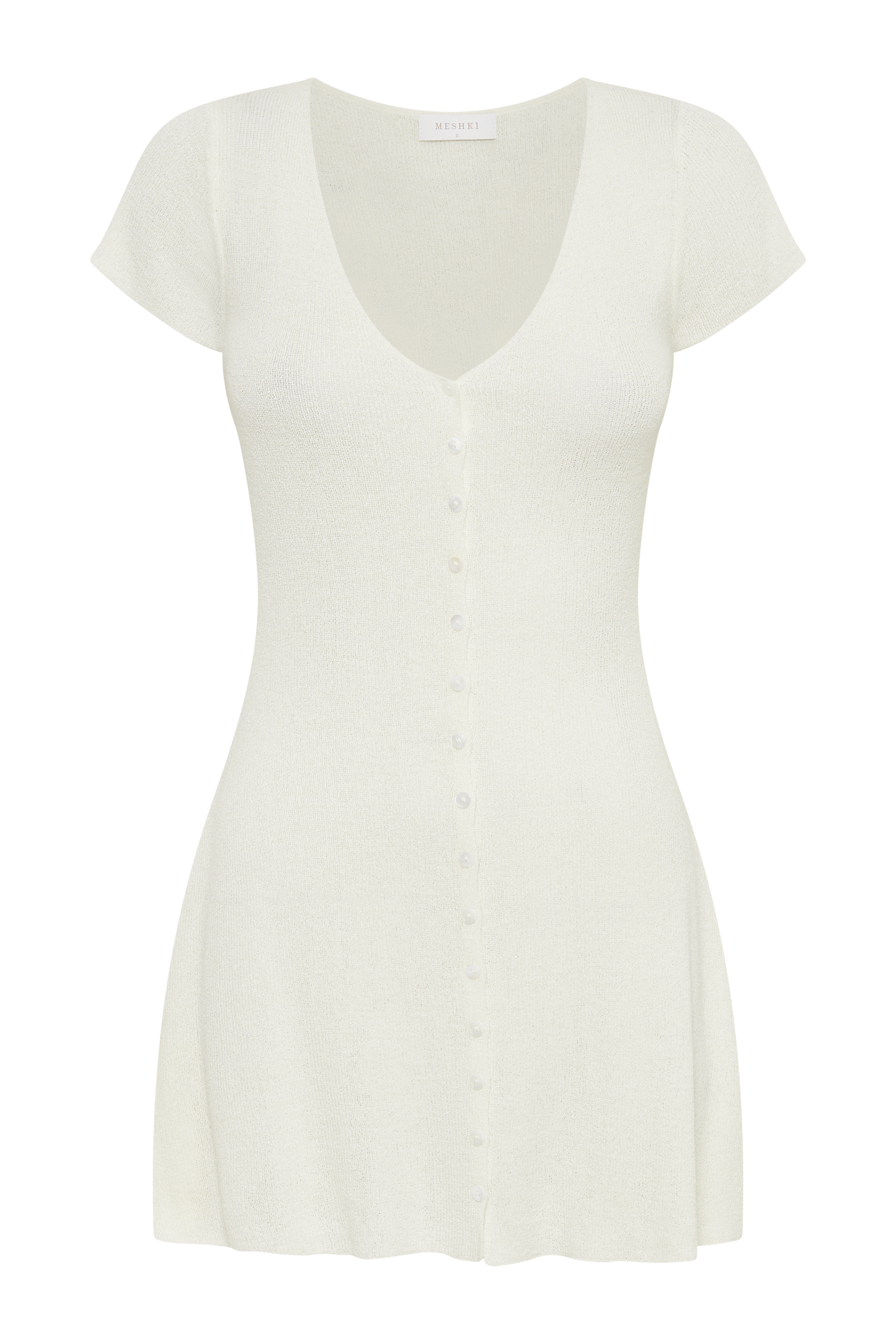 Paula Buttoned Knit Mini Dress - White