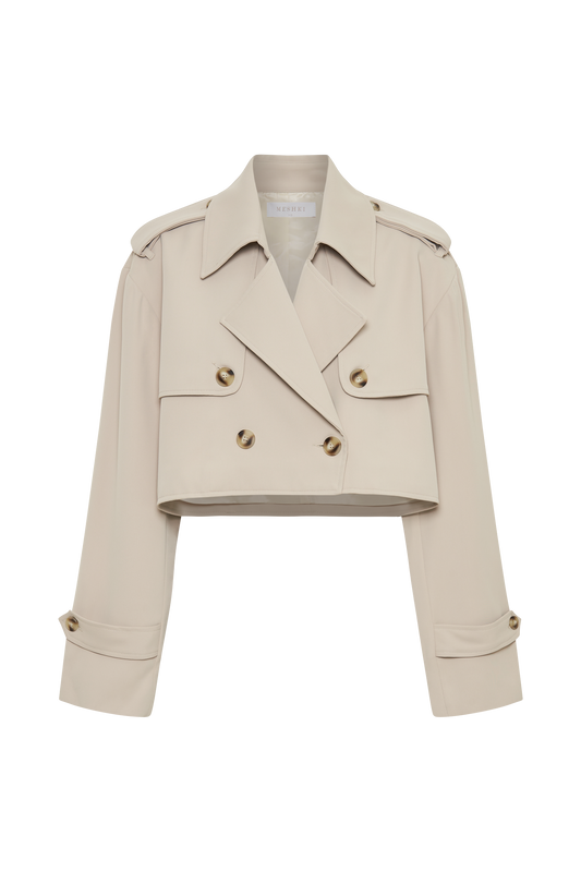 Palmer Cropped Trench Coat - Bone