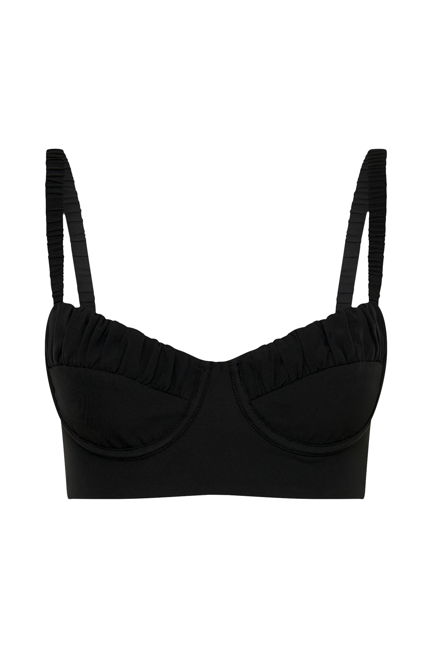 Zaira Cupped Crepe Crop Top - Black