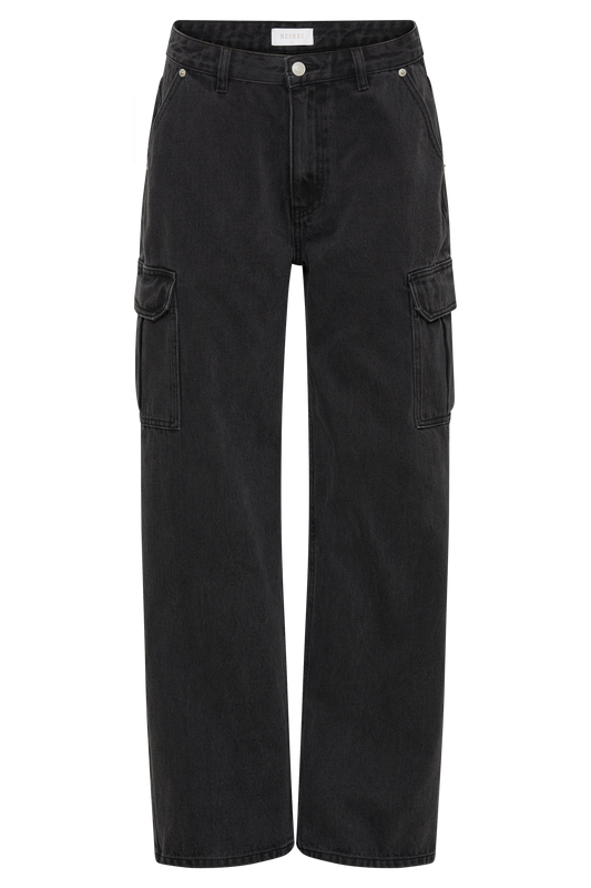 Jagger Mid Rise Oversized Denim Jean - Washed Black