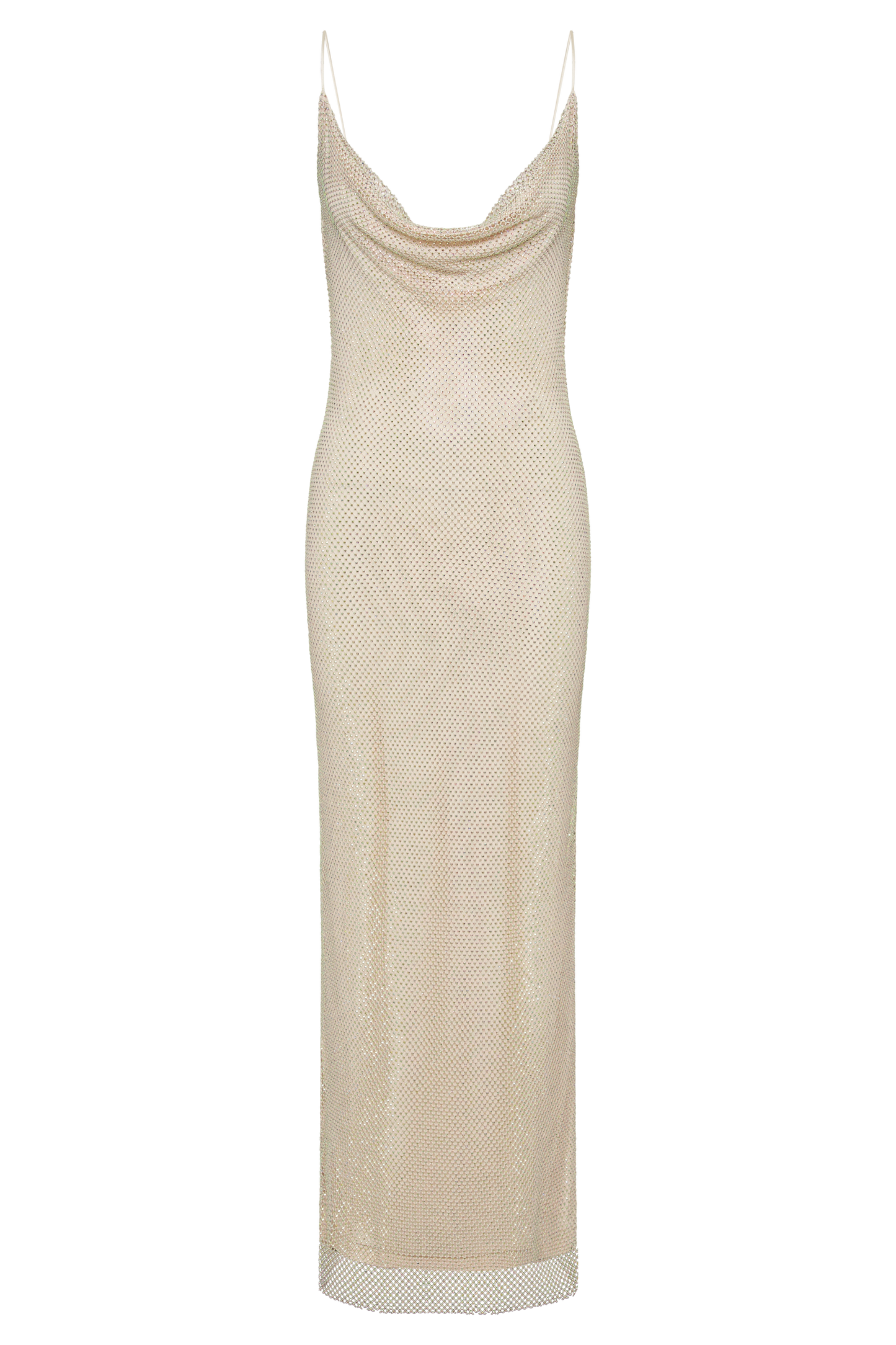 Madelaine Diamante Mesh Cowl Maxi Dress - Cream