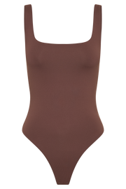 Charlie Recycled Nylon Scoop Neck Bodysuit - Mocha