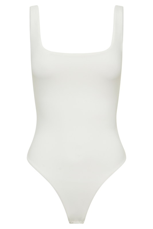 Charlie Recycled Nylon Scoop Neck Bodysuit - White