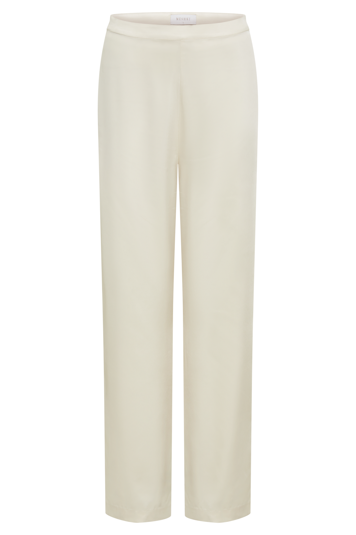 Elisa Satin Straight Leg Pant - Sand