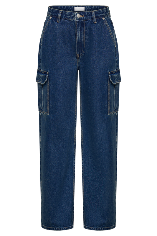 Jagger Mid Rise Oversized Denim Jean - Dark Blue