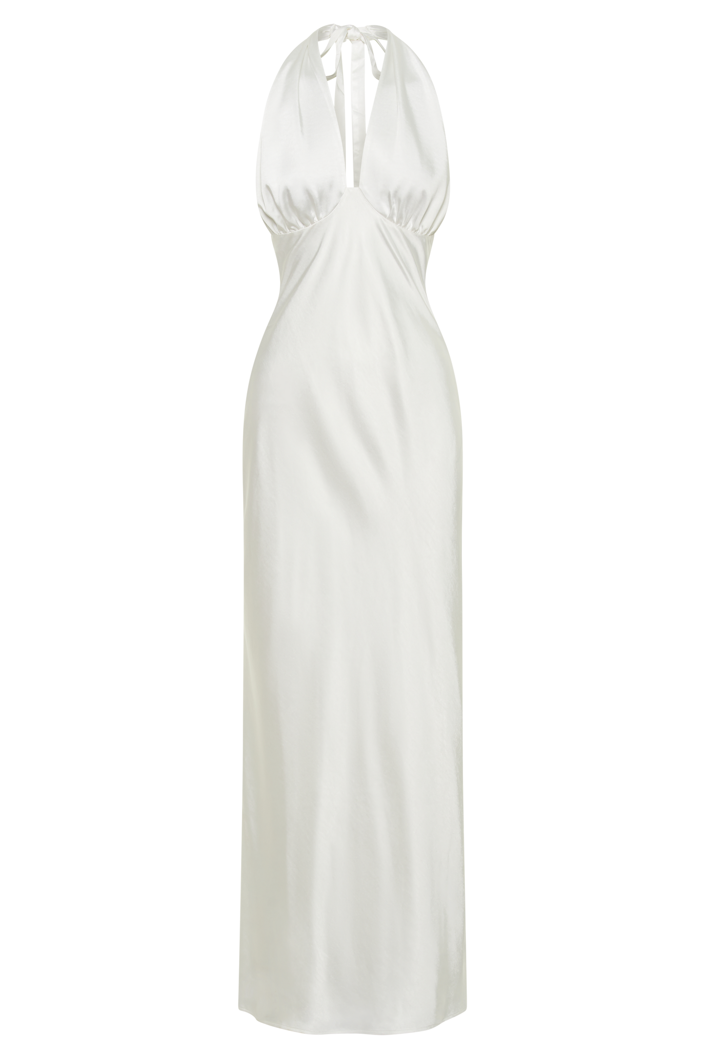 Marvelle Satin Halter Maxi Dress - White