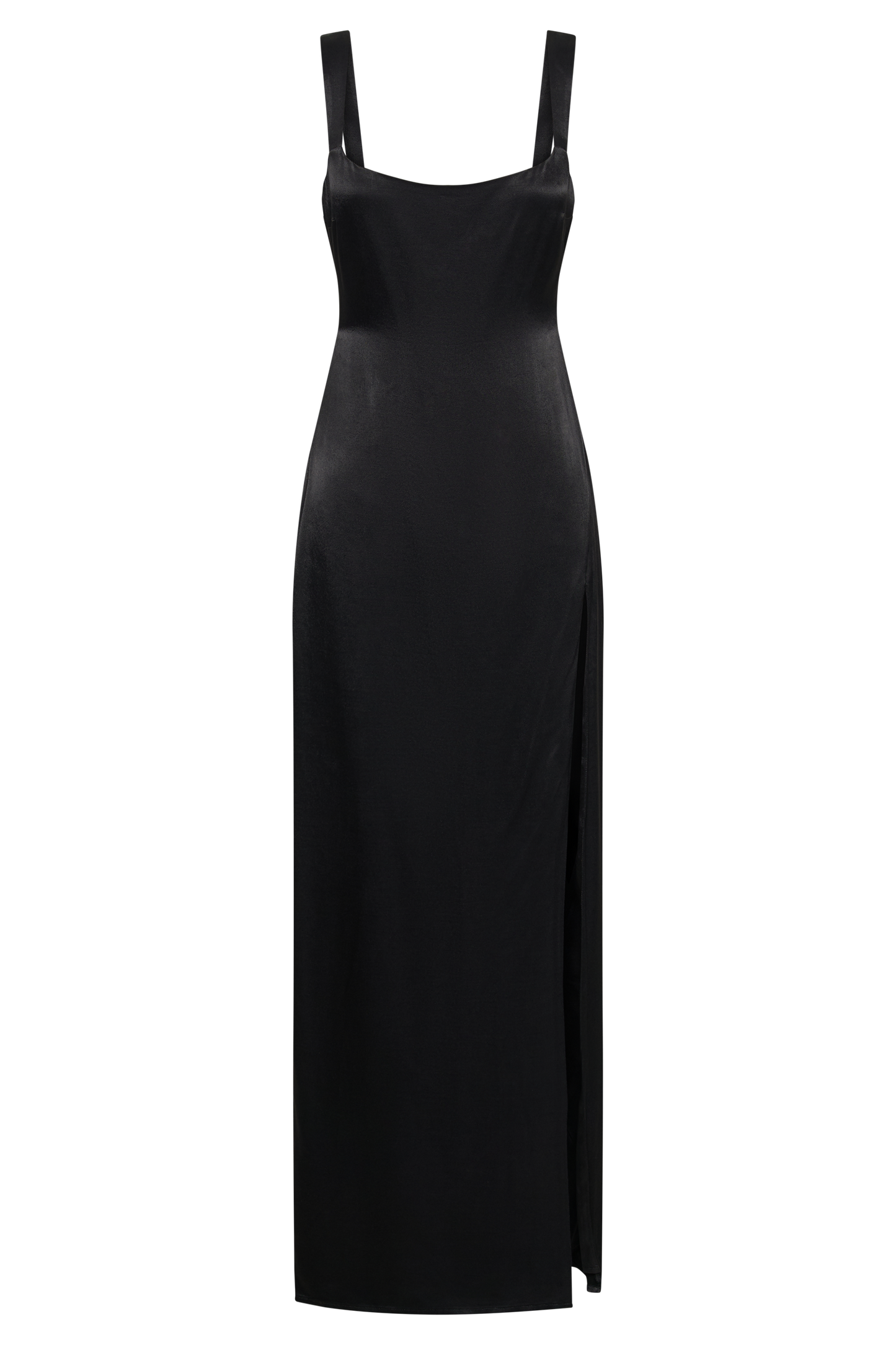 Verana Backless Satin Maxi Dress - Black