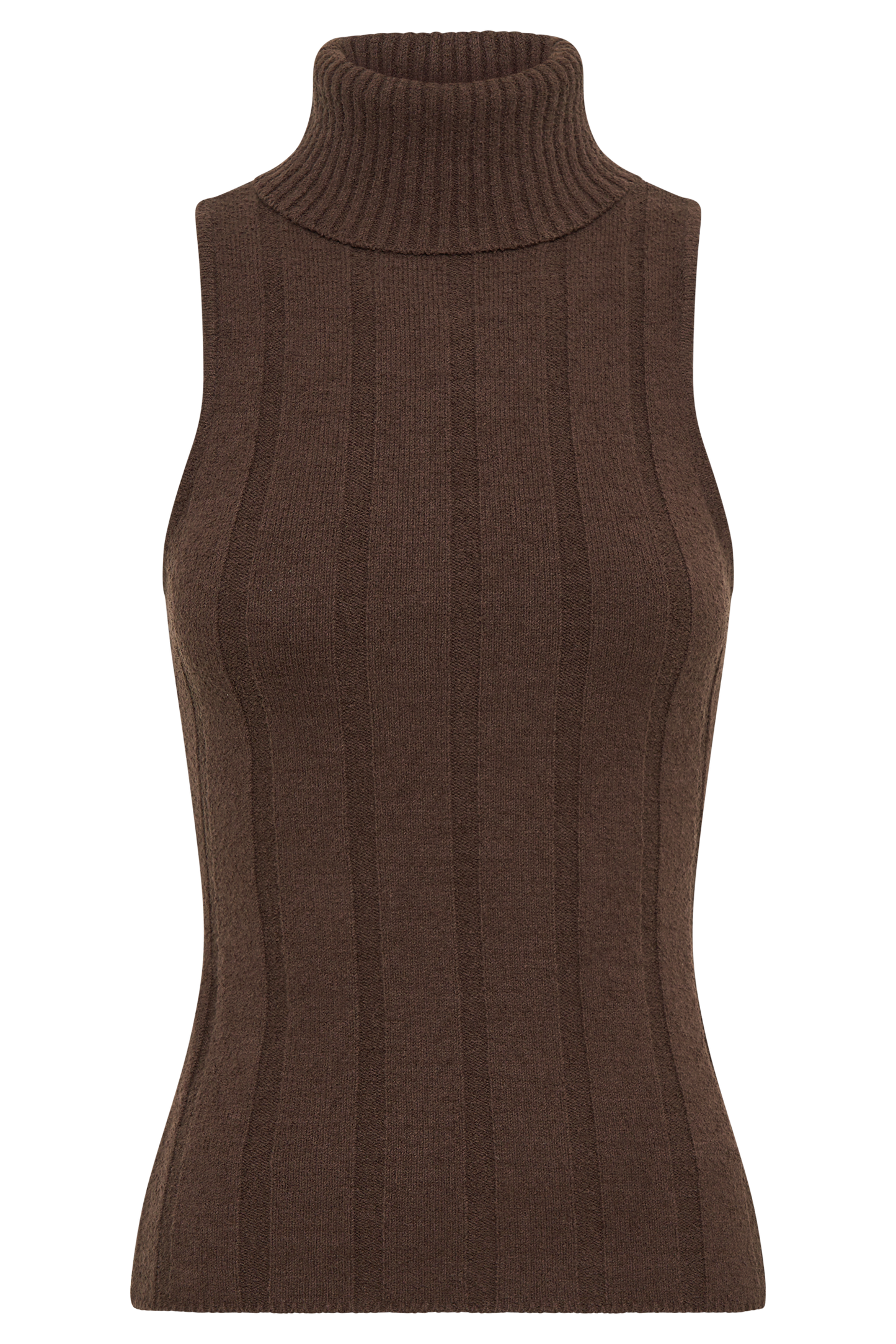 Angelina Ribbed Turtleneck - Chocolate