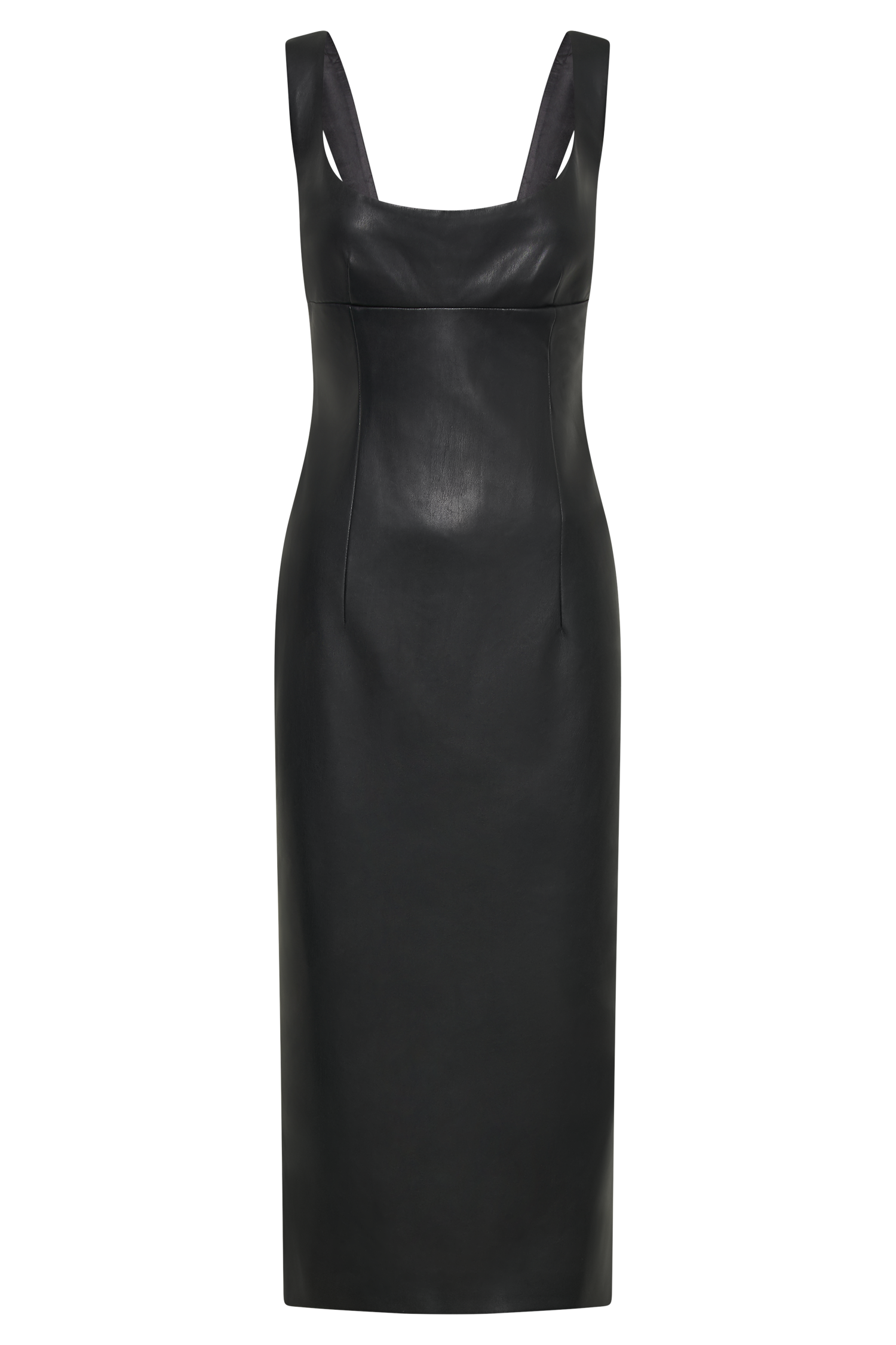 Cynthia Faux Leather Midi Dress - Black #7