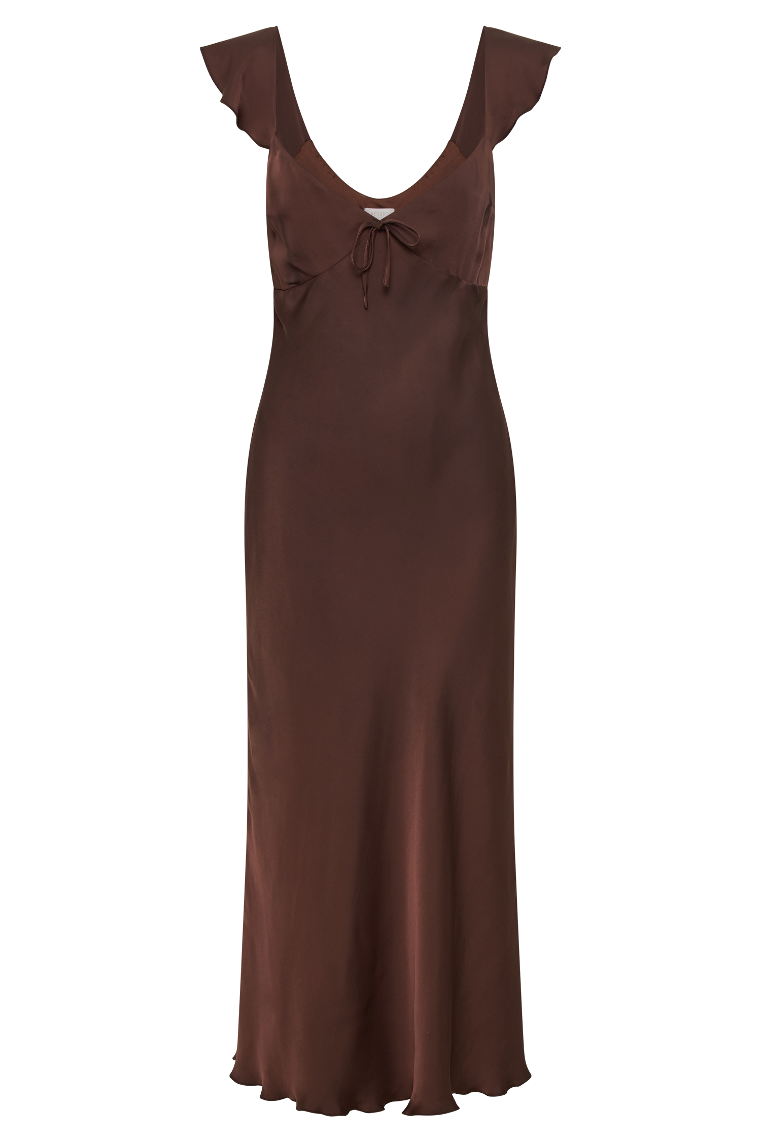 Chantal Short Sleeve Satin Midi Dress - Dark Chocolate #7
