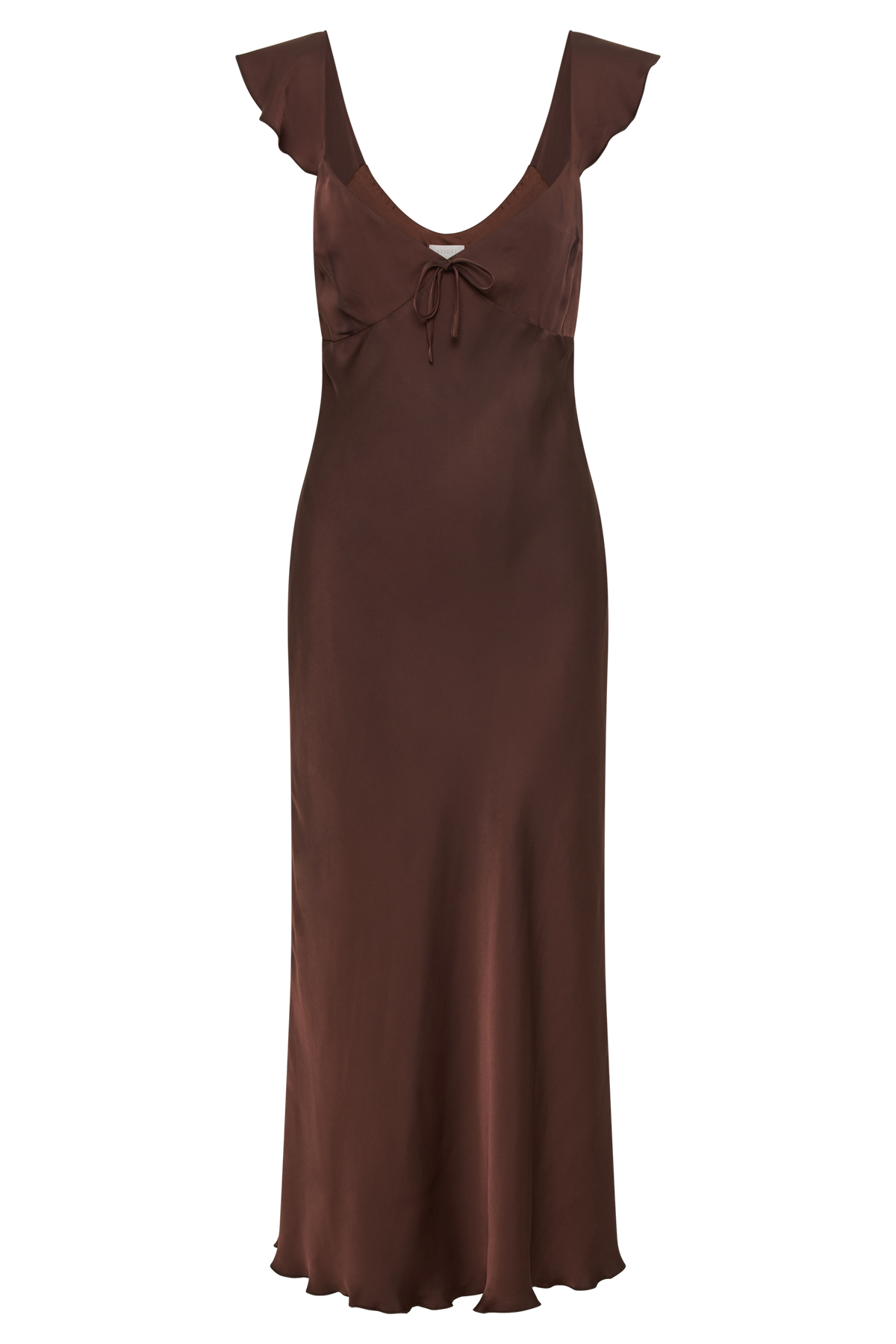 Chantal Short Sleeve Satin Midi Dress - Dark Chocolate #7