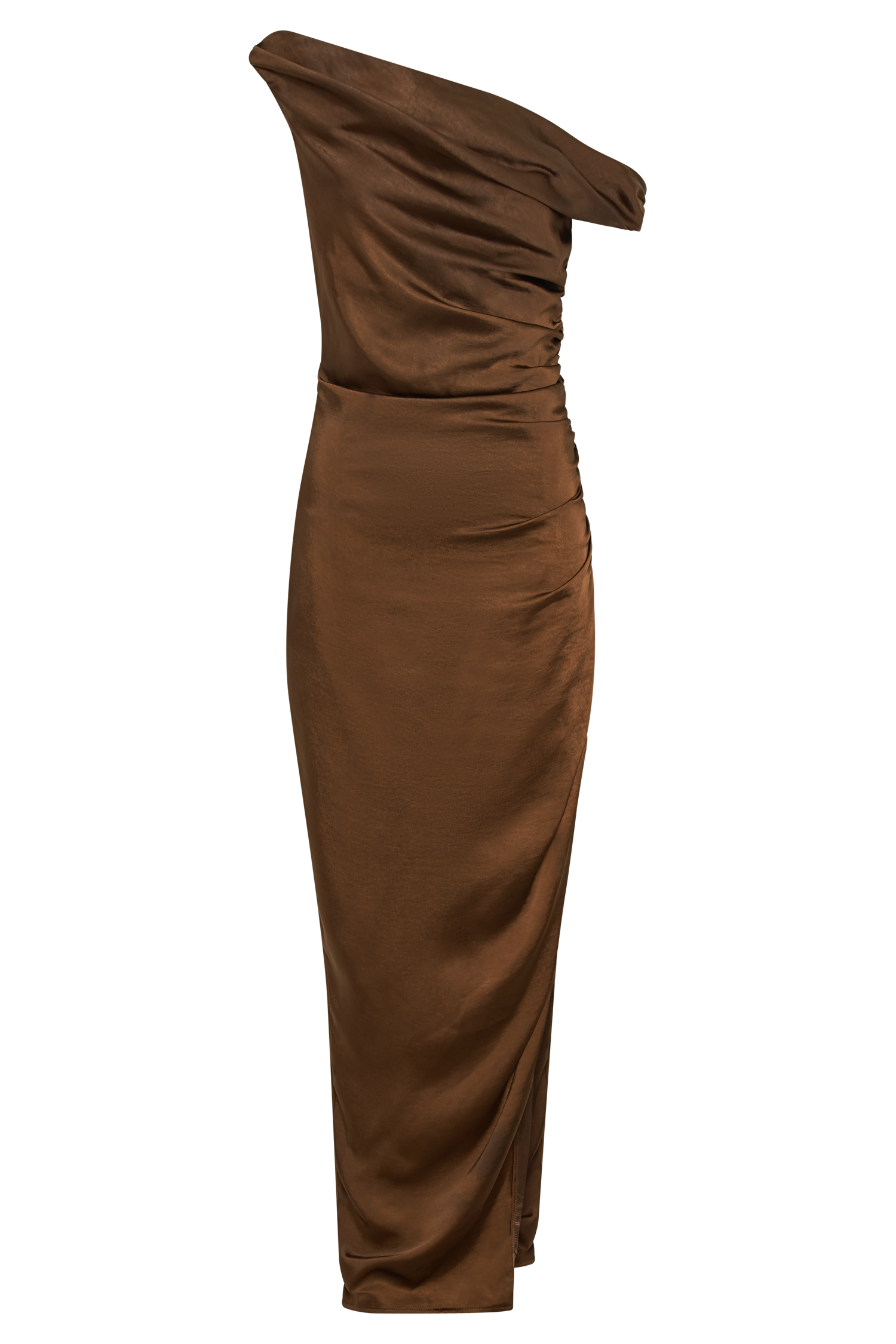 Arianne Draped Satin Maxi Dress - Dark Chocolate #8