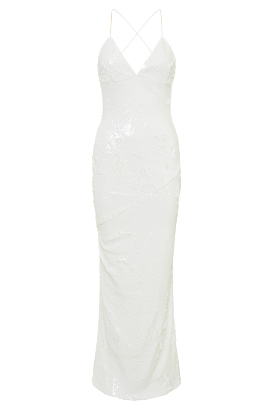 Gracie Sequin Maxi Dress - White